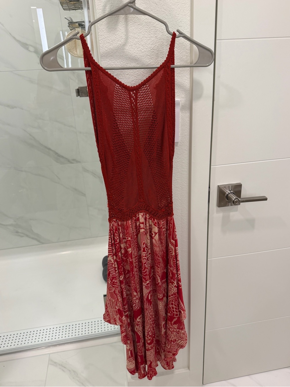 Jean Paul Gaultier Red Knit & Paisley Maxi Dress